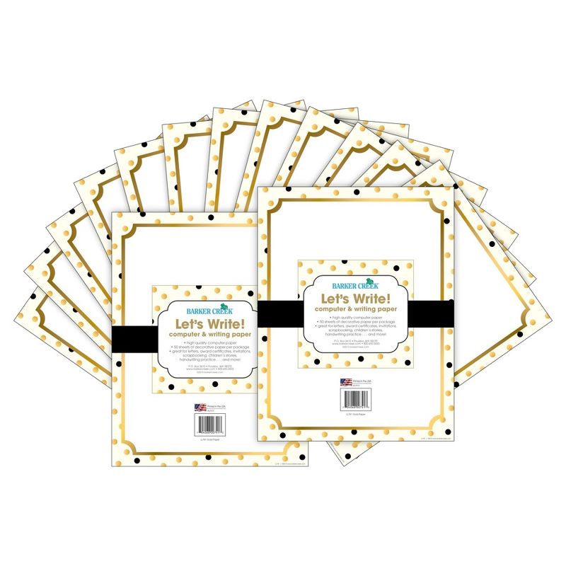 Barker Creek 2pk Printer Paper 100ct - Gold Dot