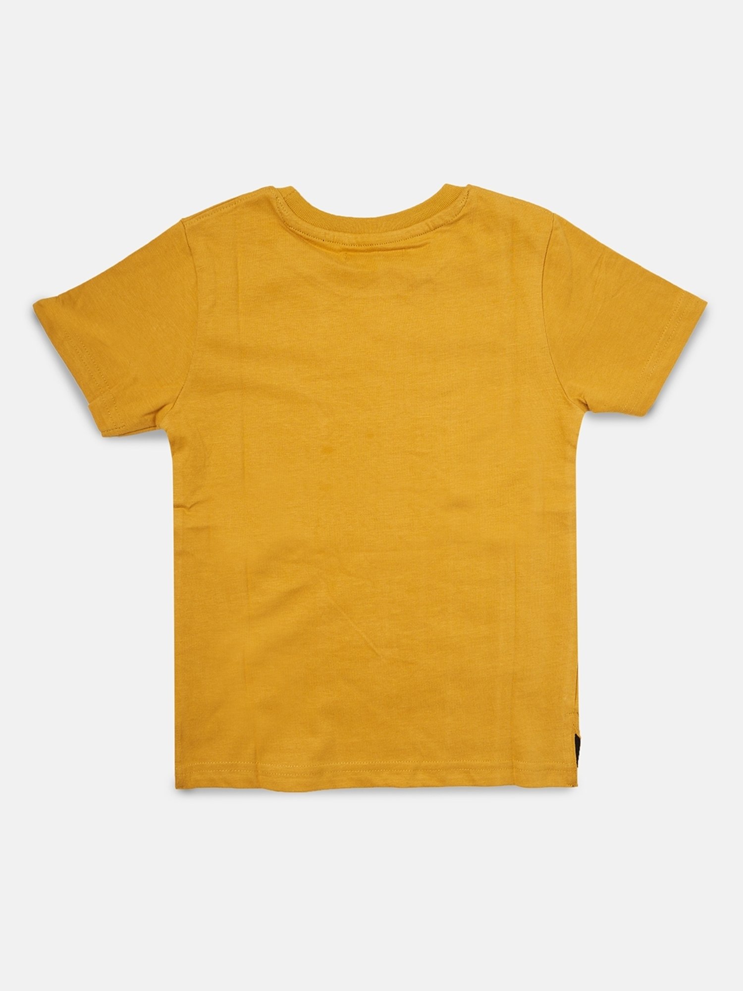 Angel & Rocket Kids Yellow Cotton Printed T-Shirt