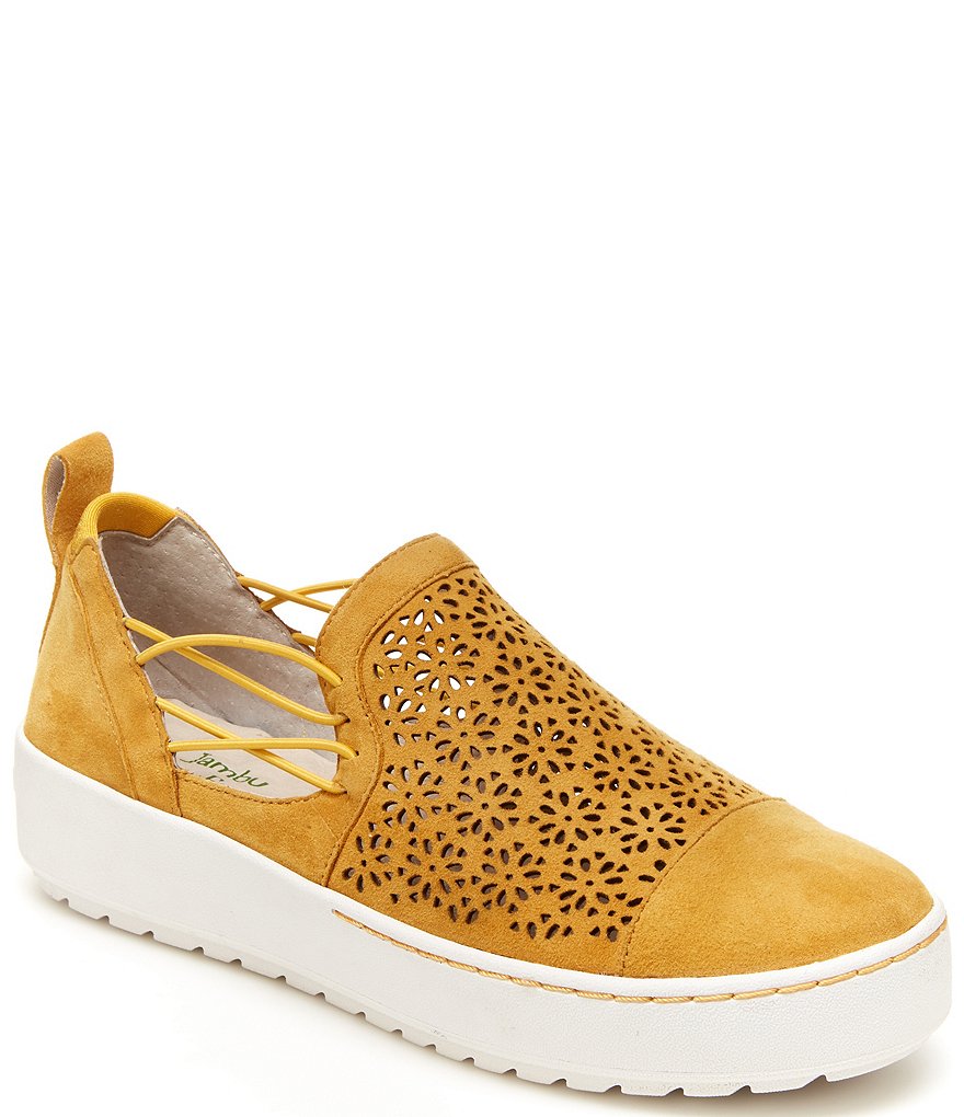Jambu Erin Perforated Metallic Leather Slip On Sneakers