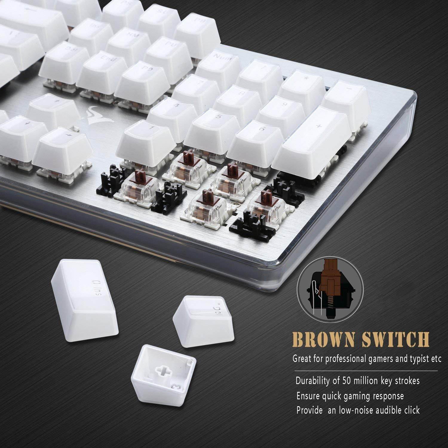 RGB Mechanical Keyboard, Rottay 16.8 Million RGB Backlit Wired Mechanical Gaming Keyboard with Brown Switches 104-Key Anti-ghosting and Fully Programmable for PC&Mac Gamers and Typist