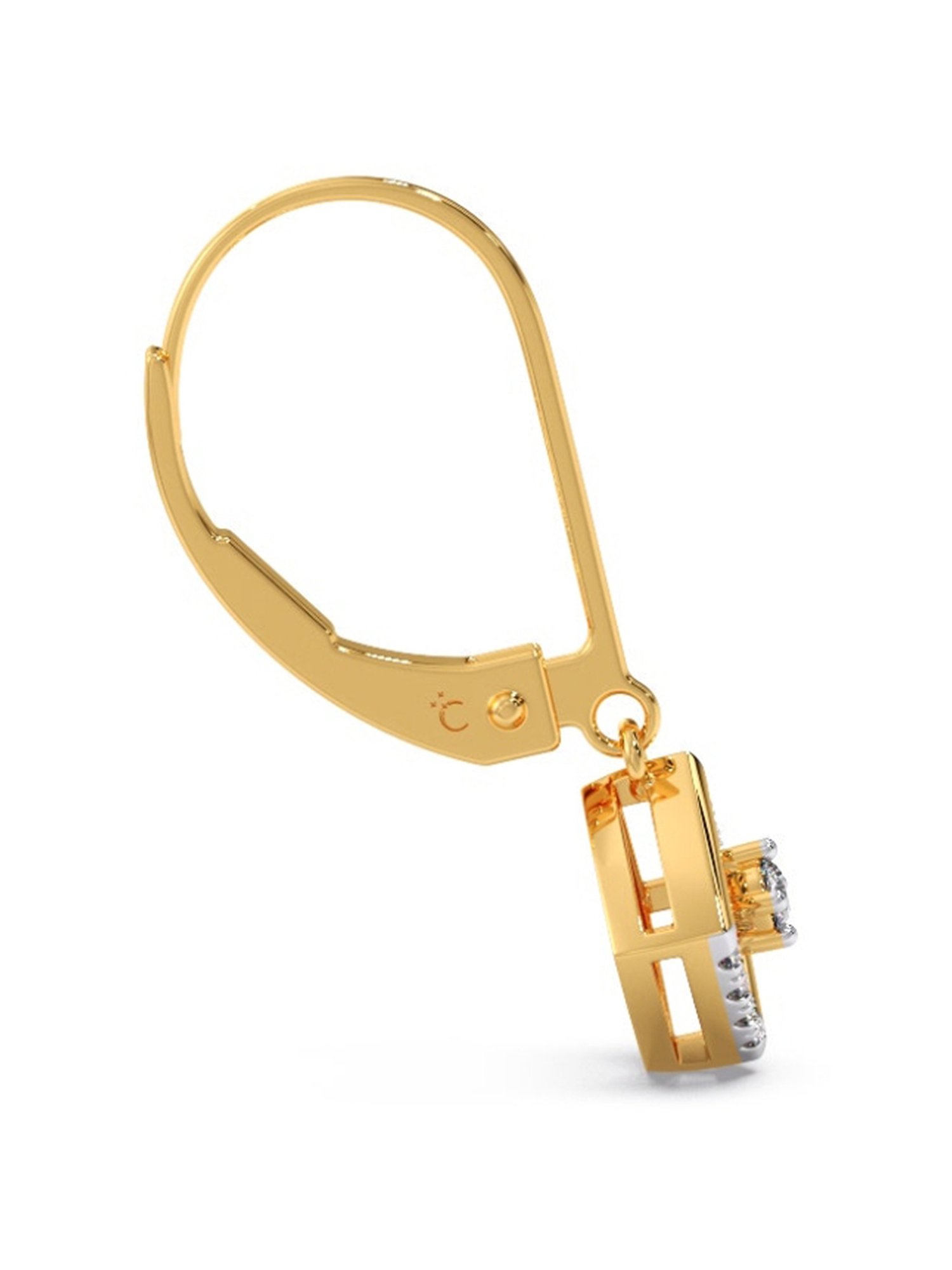 Candere by Kalyan Jewellers Peacock Collection 18k Yellow Gold Diamond Drop Earrings for Women