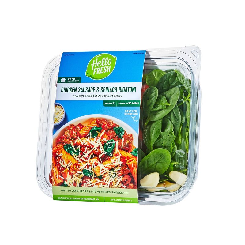HelloFresh Chicken Sausage & Spinach Rigatoni In A Sun-Dried Tomato Cream Sauce Meal Kit - 24.2oz