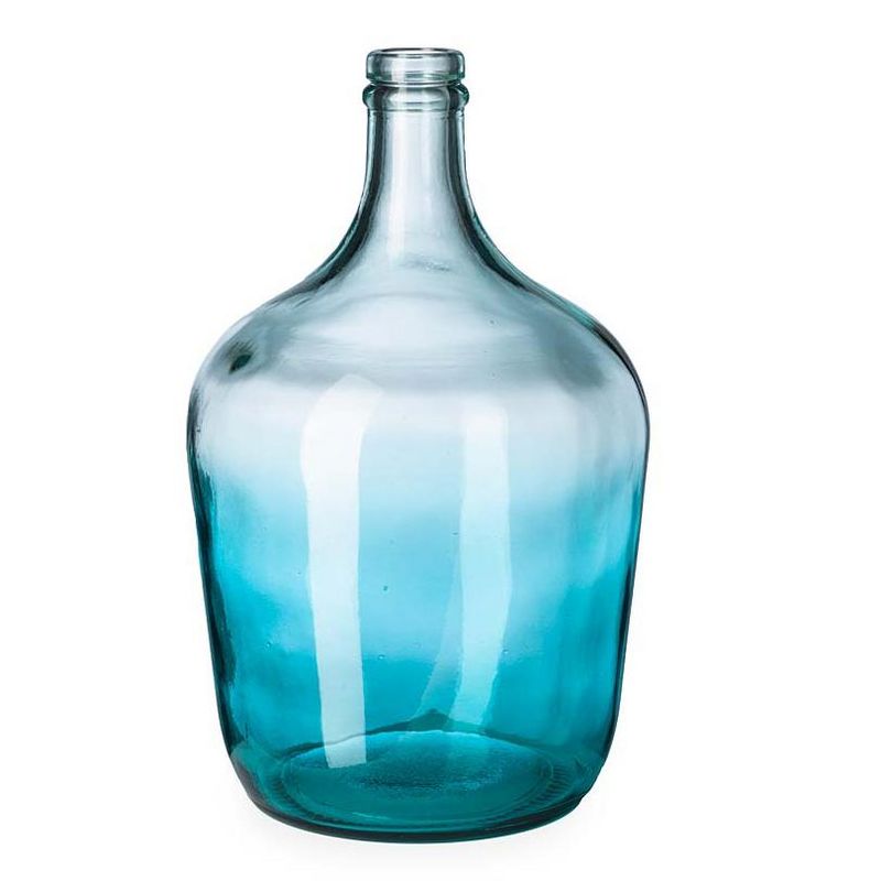 VivaTerra Ocean Blue Recycled Glass Vase, Short - Aqua