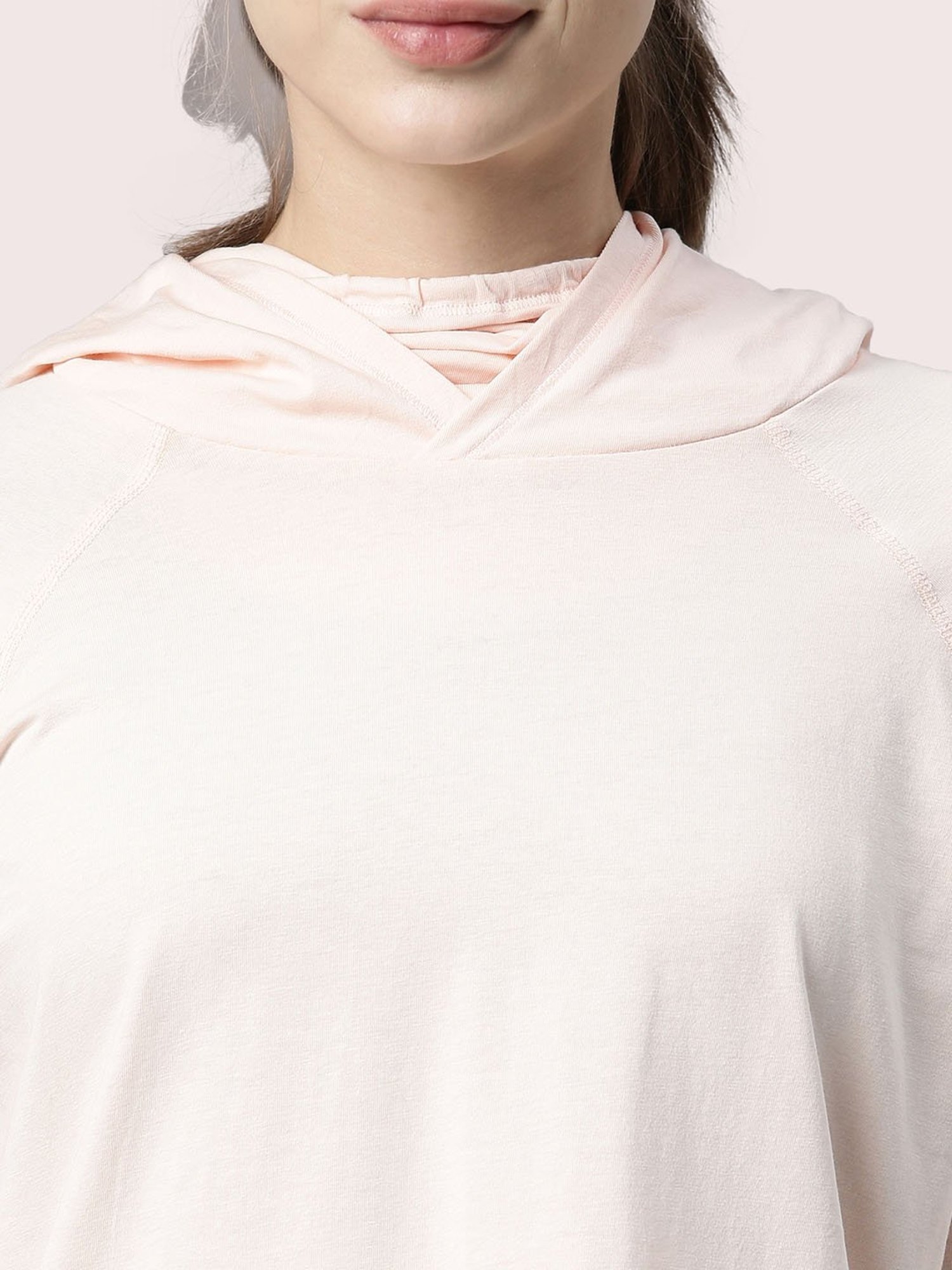Enamor Light Pink Cotton Hoodie