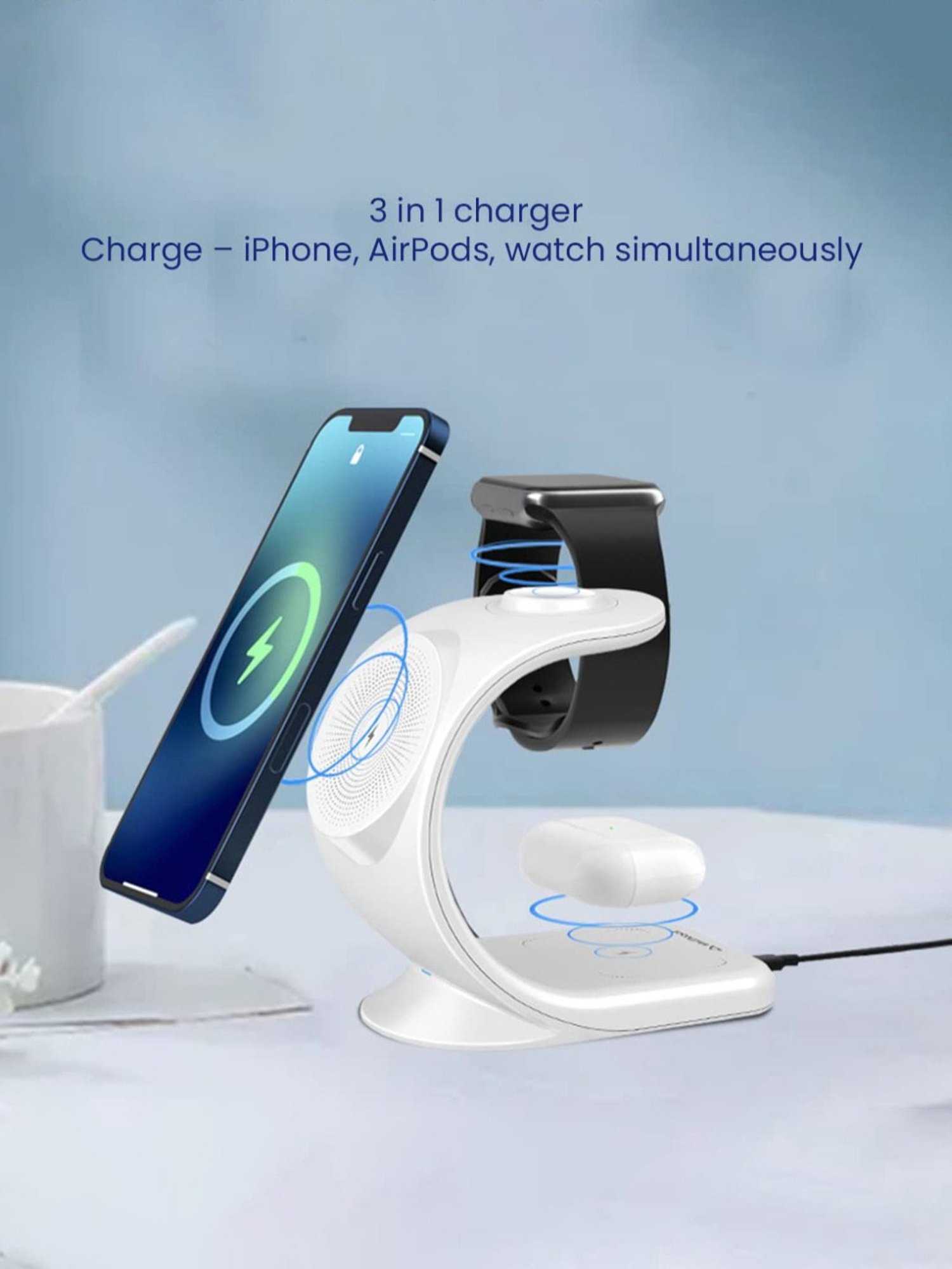 Stuffcool WC360 18W Magnetic 3 in 1 Wireless Charging Station (White)