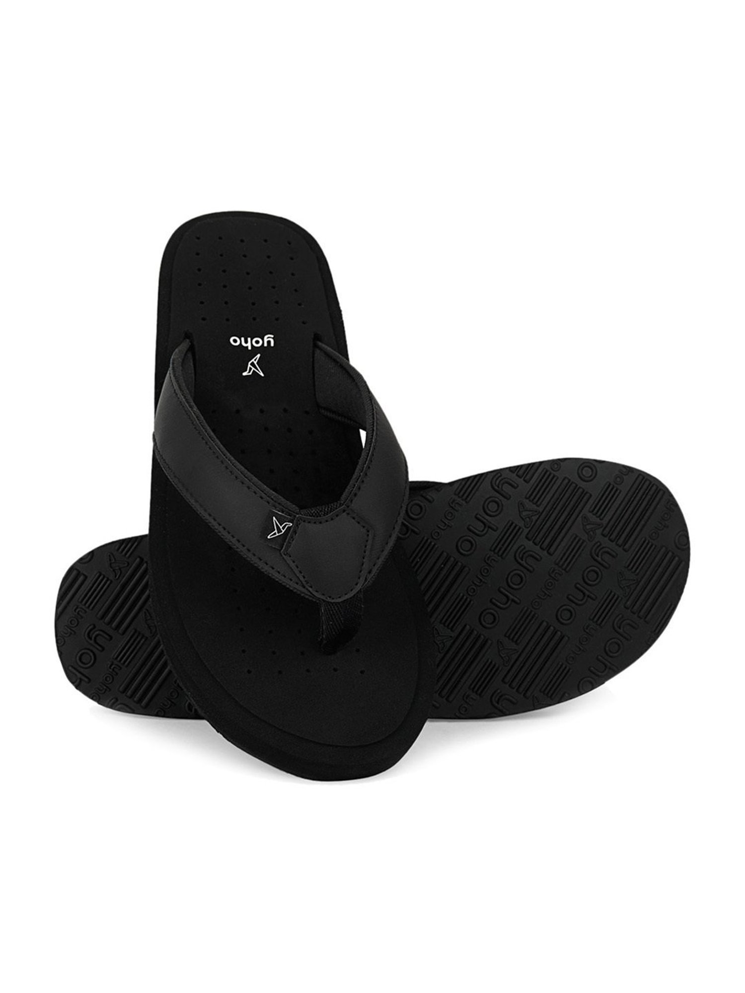 Yoho Men's Arch Support Black Flip Flops