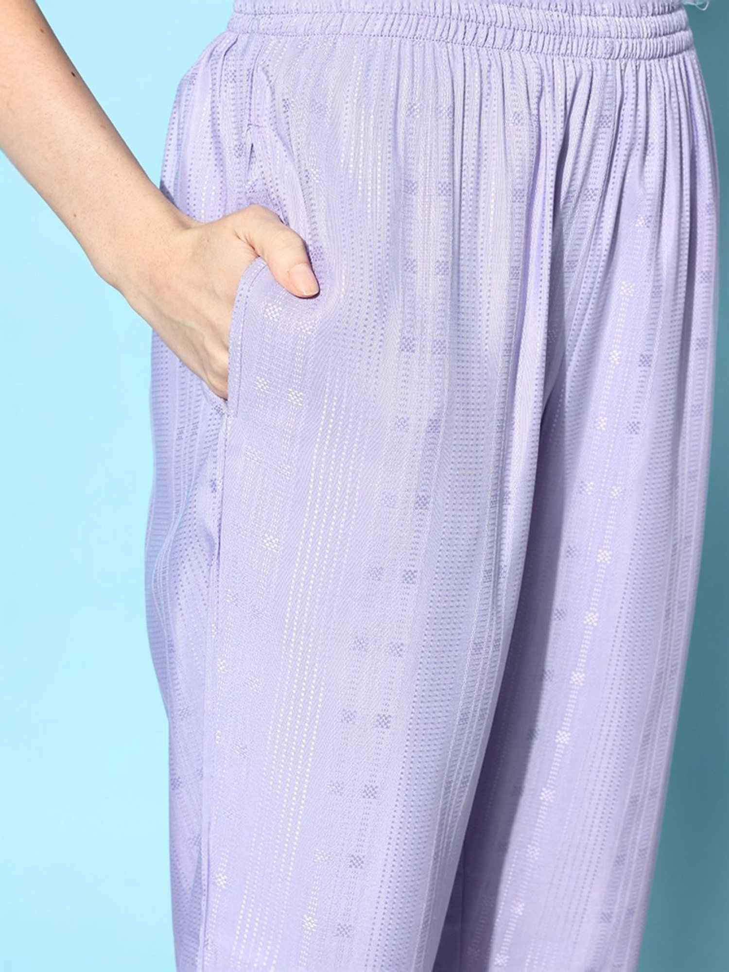 Stylum Purple Embroidered Top & Pants Set