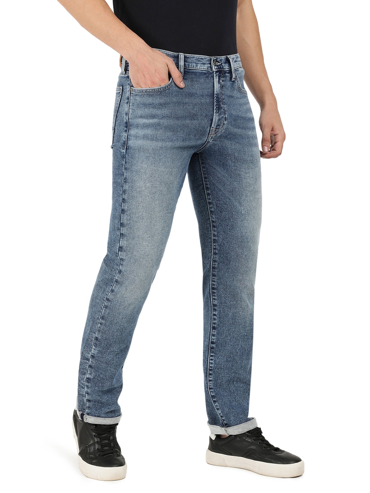 EVERBLUE Blue Regular Fit Midrise Stretchable Jeans