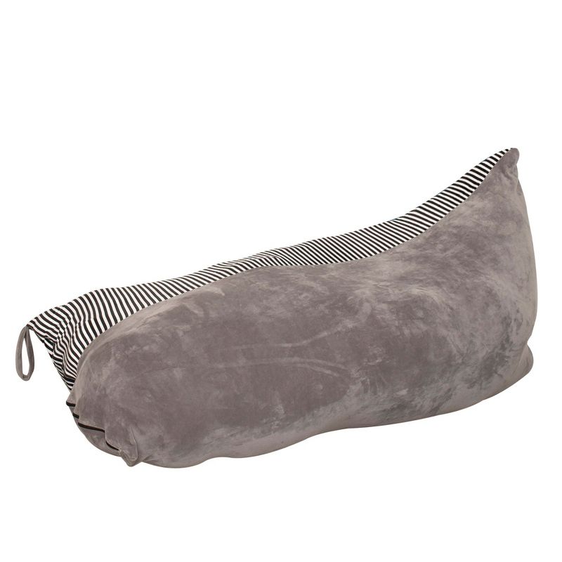 Stuffed Animal Storage Bean Bag Chair Cover - Extra Large Soft Velvet Plush Toy Organizer for Kids, Teens and Adults (No Filler), Grey Stripe