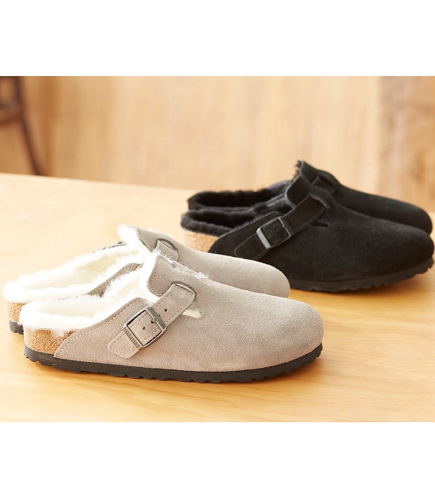 Birkenstock Women's Boston Suede Shearling-Lined Clogs
