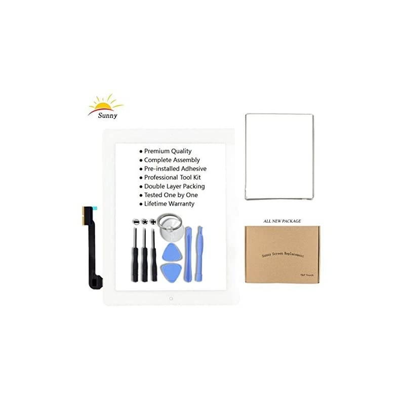 iPad 3 Model A1403 A1416 A1430 Digitizer Screen Replacement Touch Screen Glass Assembly Includes Adhesive Stickers Bezel Frame and Professional Tool Kit