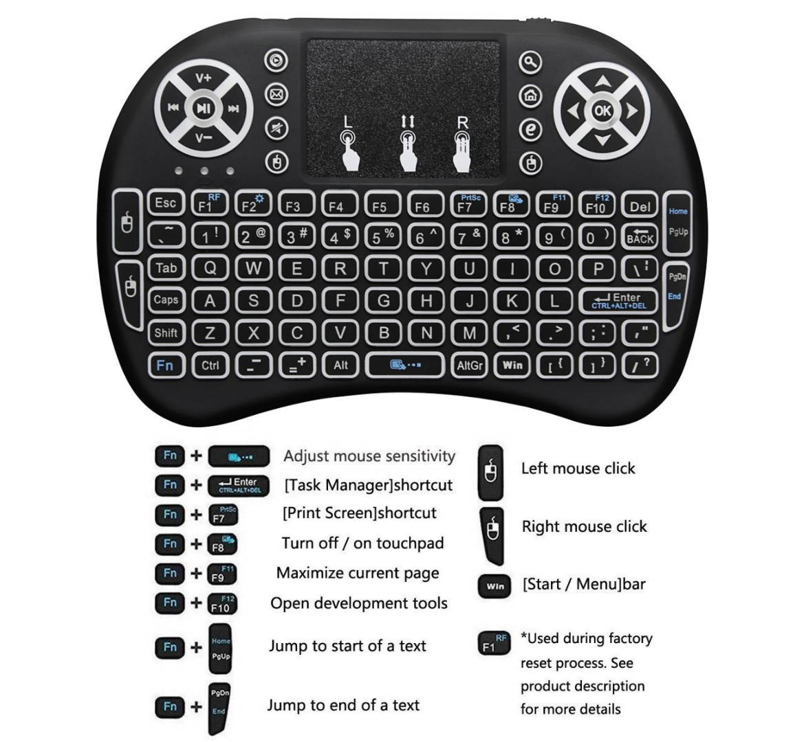 Remote Mini Wireless Keyboard, i8 plus 2.4GHz Portable 3 color backlight Wireless Keyboard with Touchpad Mouse, Best For Android Smart Tv Box HTPC IPTV PC Pad XBOX