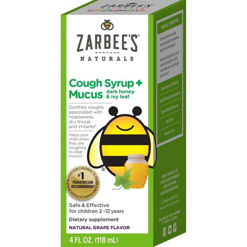 Zarbee's Naturals Children's Cough & Mucus Reducer Syrup - Natural Grape - 4 fl oz