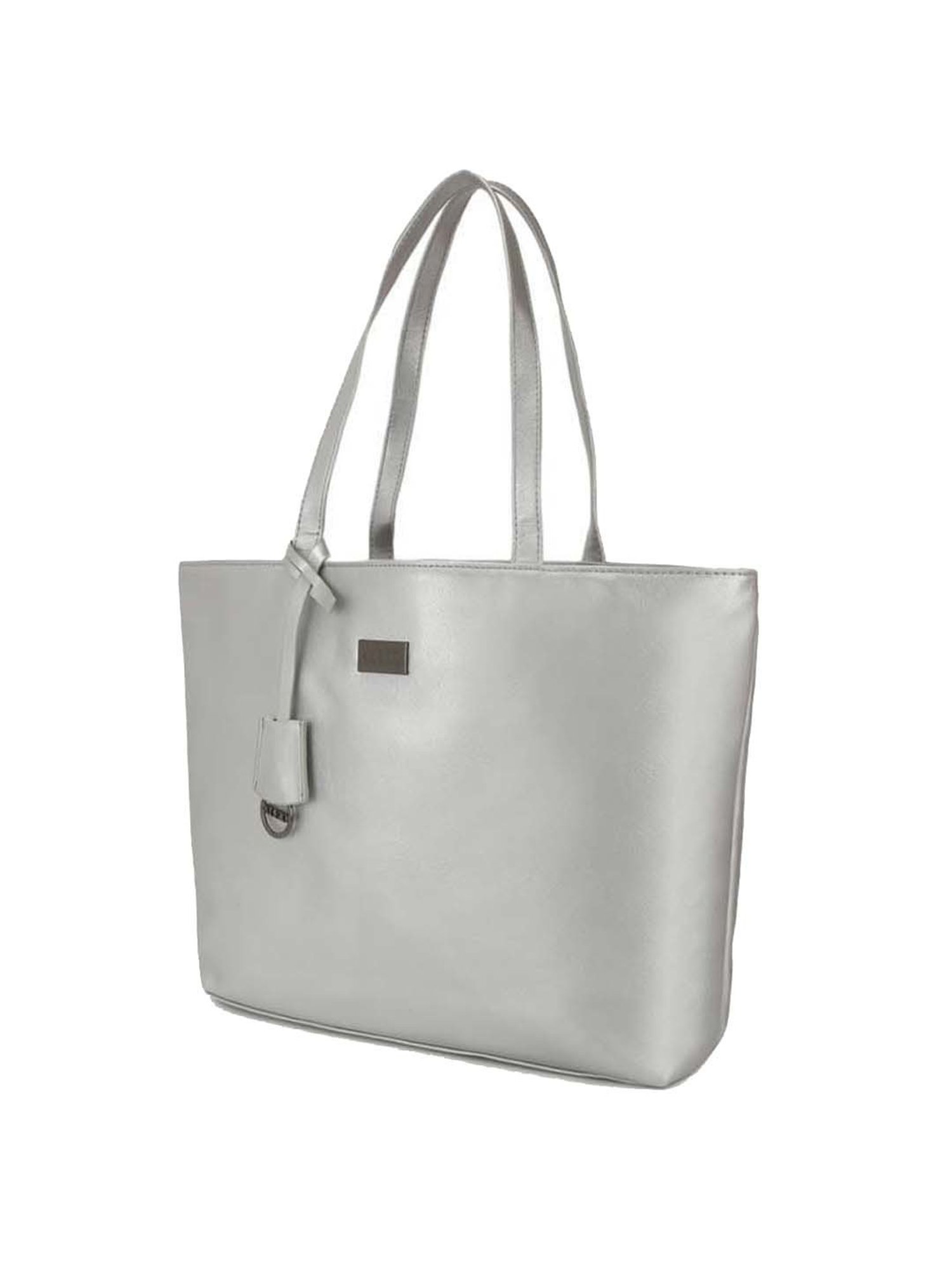 KLEIO Silver Solid Medium Tote Handbag