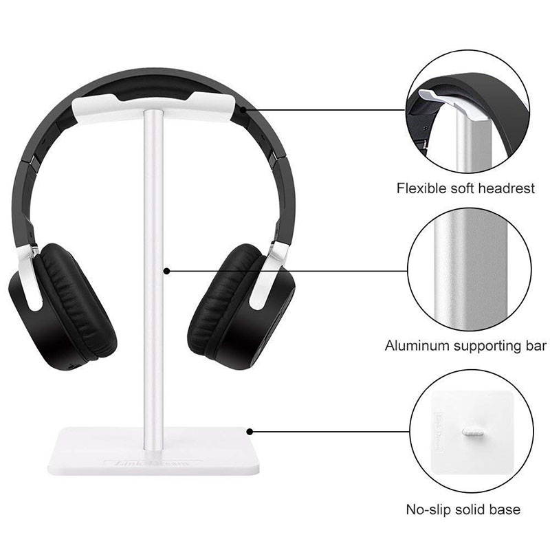 EnLabs Headphone Stand/Holder,Universal Aluminum Gaming Earphone Mount,Headset Showing Display Stand Hanger for All Headphone Size &ndash;White