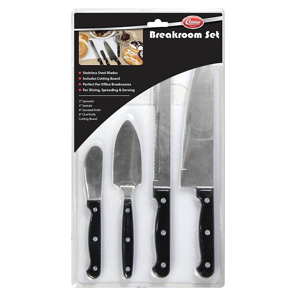 Acme United 5pc Cutting Board Knife Set - 5 Piece(s) - 5/Set - Dishwasher Safe - Acrylonitrile Butadiene Styrene (ABS), Stainless Steel - Black