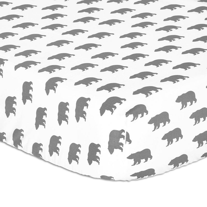 The Peanutshell Bear Fitted Crib Sheet Gray