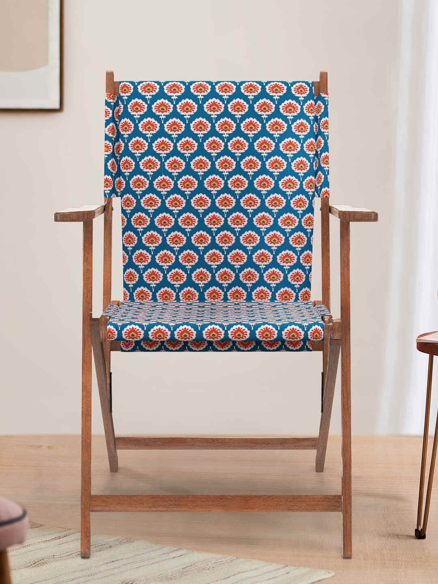 Chumbak Bistro Ikat Green Wood Folding Chair