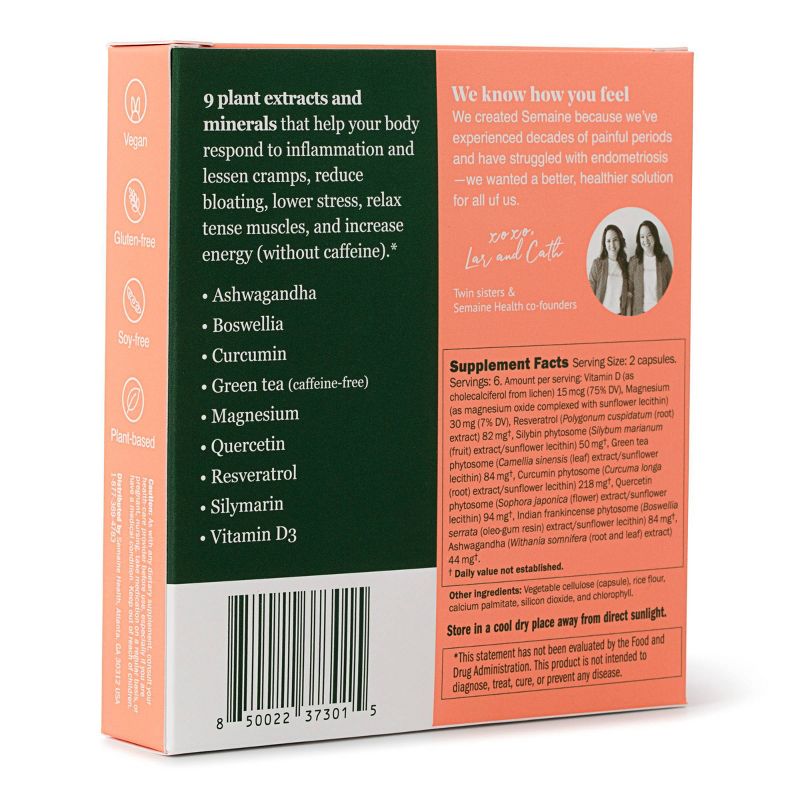 Semaine Health Plant-Based Menstrual Relief Pill - 12ct