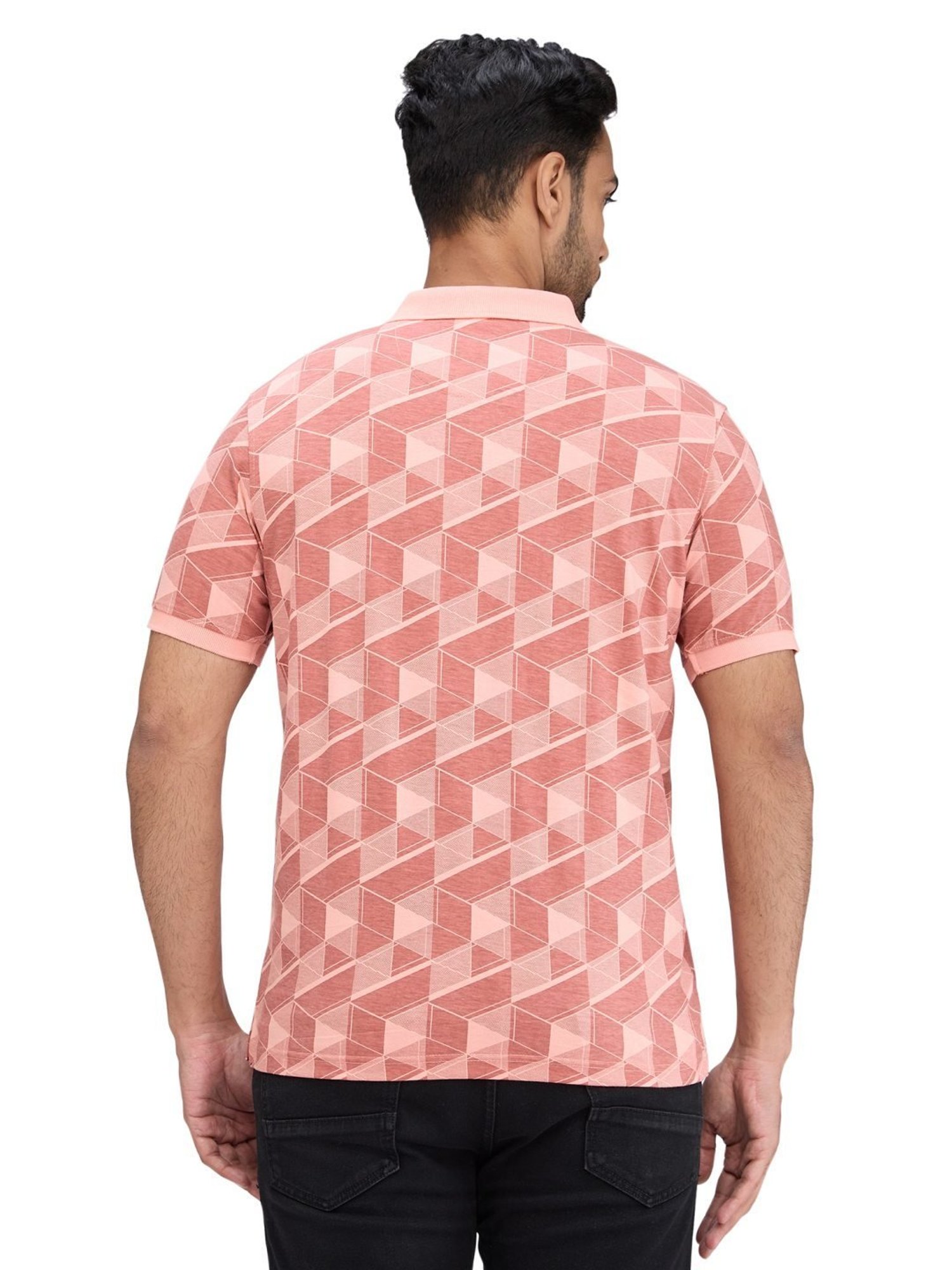 Park Avenue Red Slim Fit Printed Polo T-Shirt