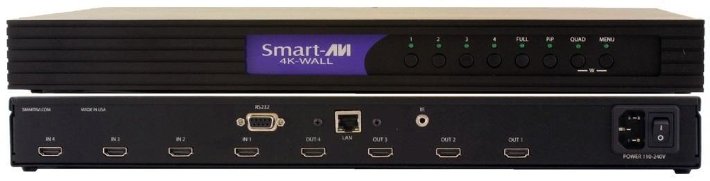 Smartavi SM-4KWL-S 4X4 DVI-D/HDMI/RS-232/IR/CAT5/6 STP Video Wall Processor