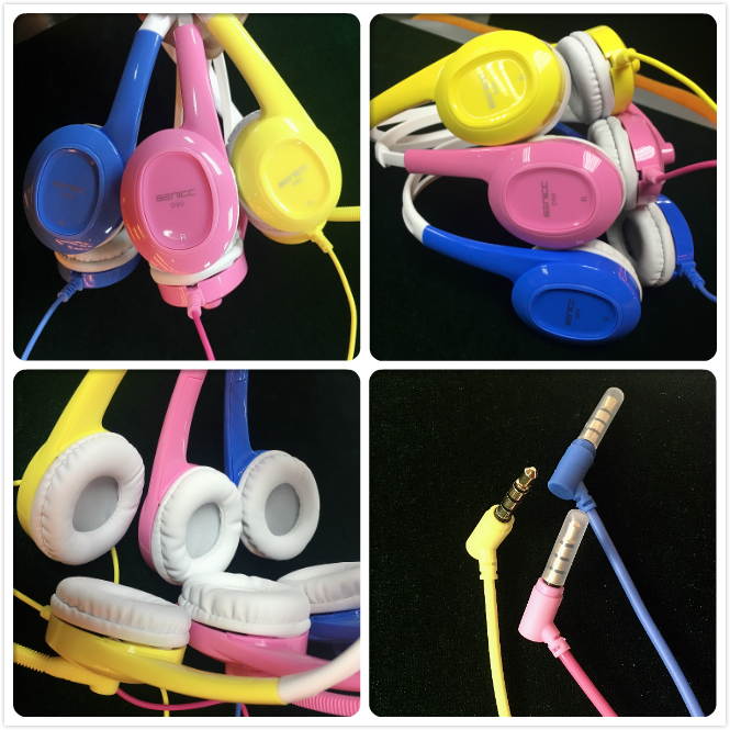 SENICC D90 Wired Professional 85dB Max Children Headphones with Personalized Cartoon Stickers, 3.5mm Kids Headset with Microphone for Girls Boys Baby Gift