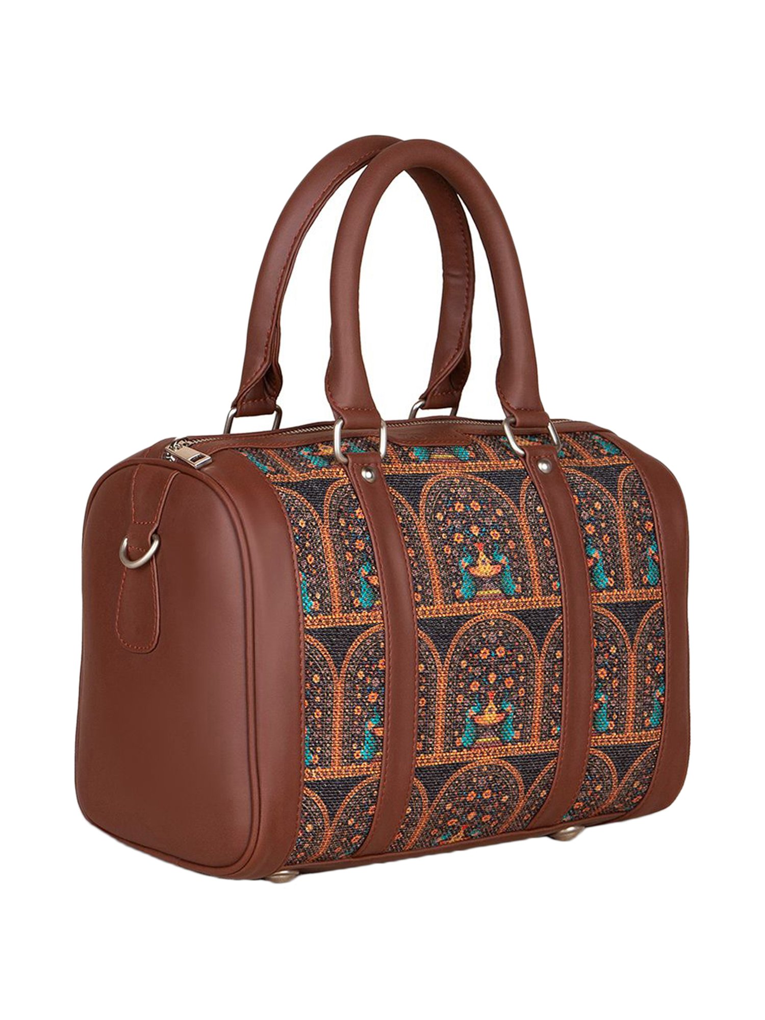 ZOUK Black Printed Medium Handbag