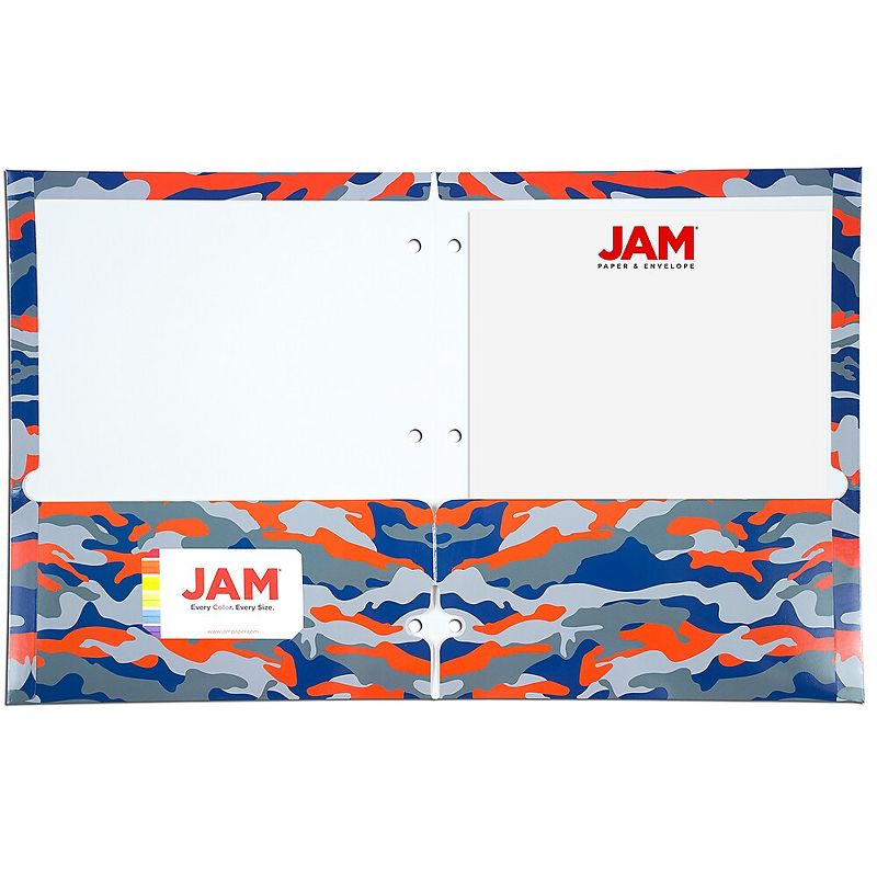 JAM Paper Glossy 3-Hole Punched 2-Pocket School Folders, Assorted Camo 31237922