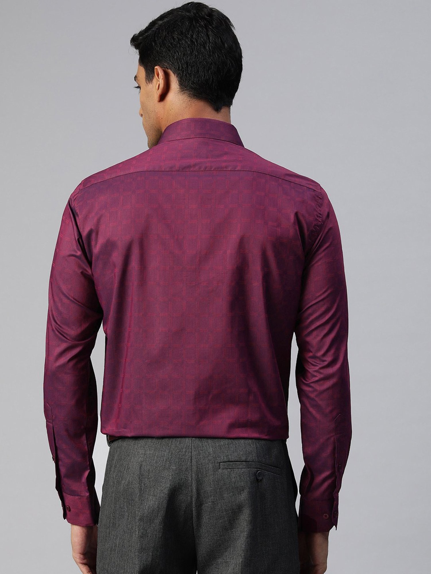 ManQ Wine Regular Fit Check Shirt