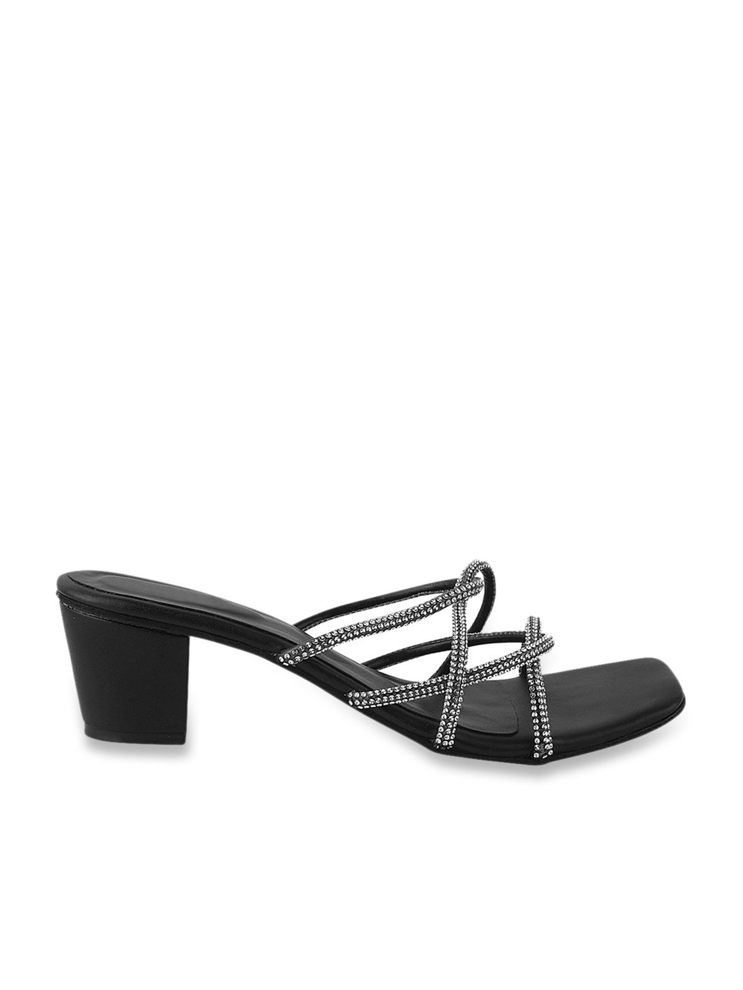 The White Pole Women's Black Casual Sandals