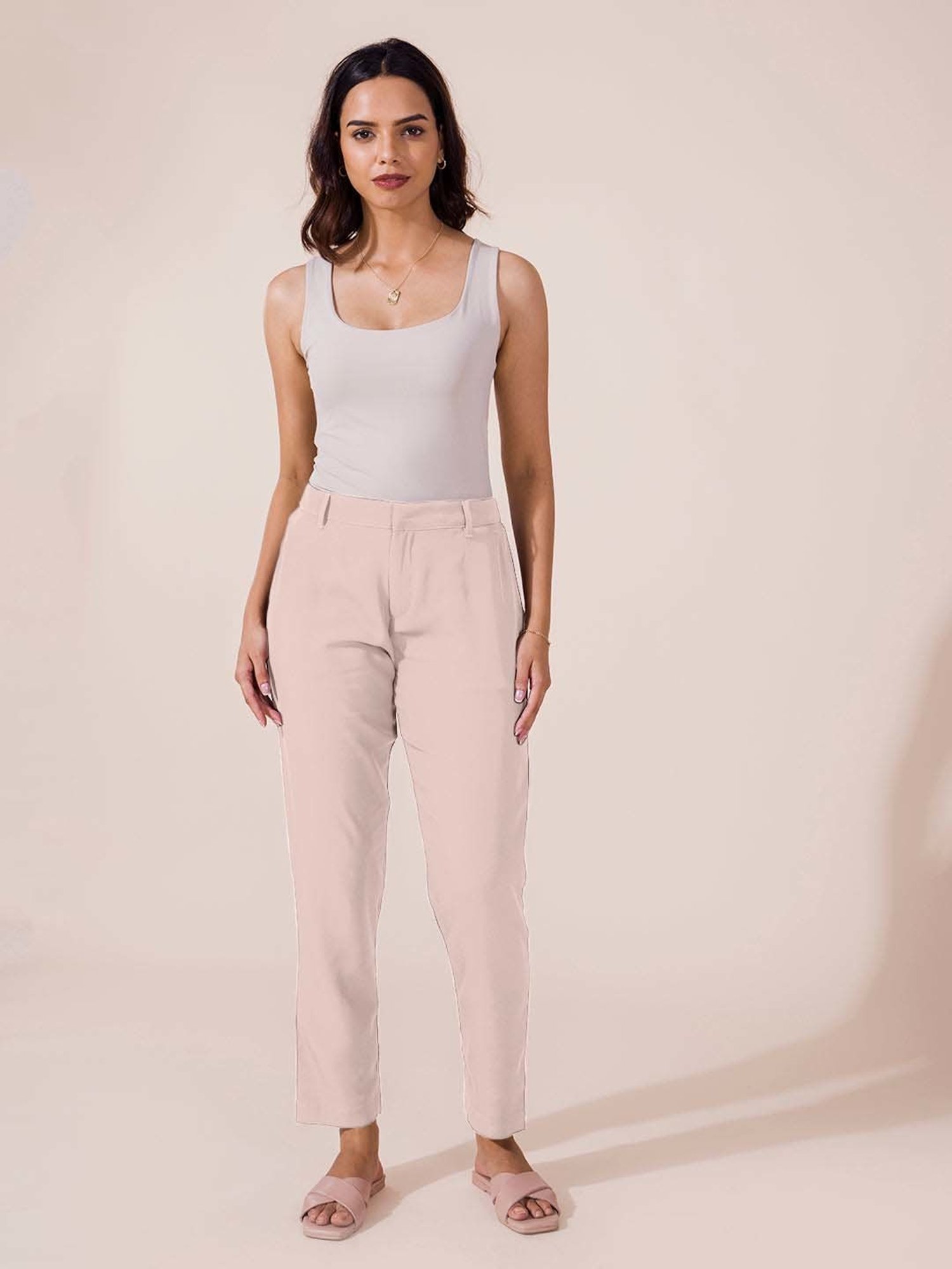 Go Colors! Pink Mid Rise Formal Trousers
