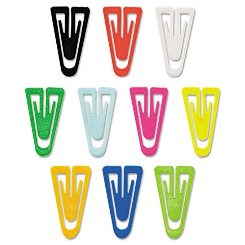 Advantus PC0600 GEM Plastic Paper Clips, Plastic, Large (1-3/8"), Assorted Colors, 200/Box