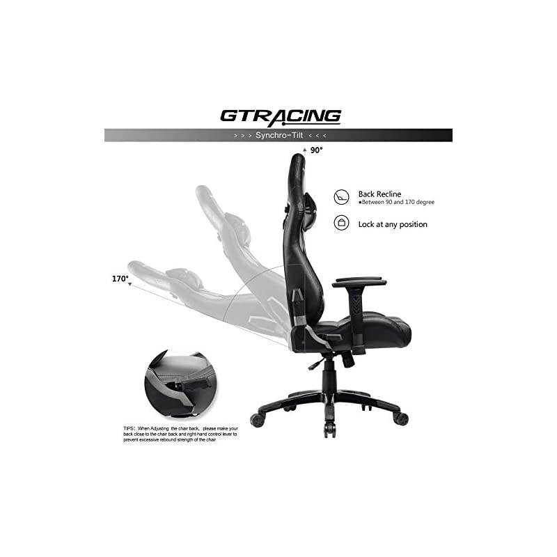 Gaming Chair Racing Style Recliner Seat Height Adjustment Computer Office Chair with Pillows GTF83 (Black)