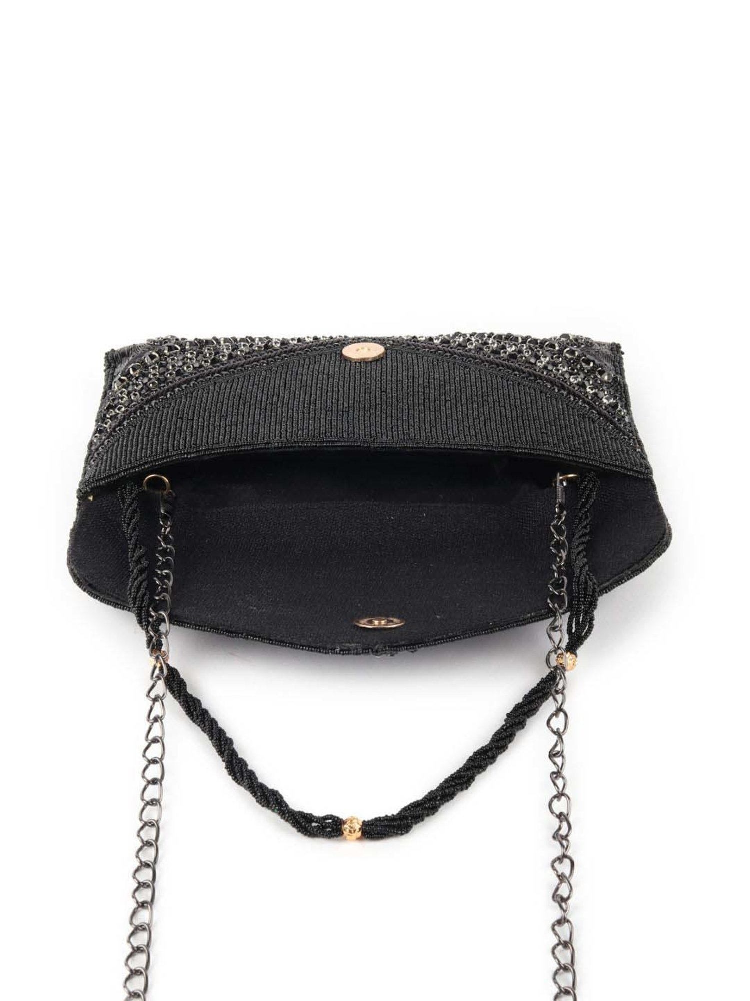 Odette Black Fabric Envelope Clutch