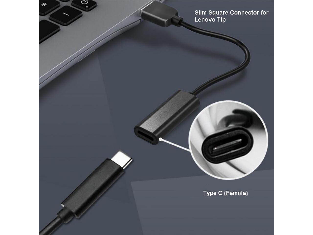 10-Pack USB-C Type-C (Female) to Slim Square Tip converter cable for Lenovo 65W Slim tip laptops