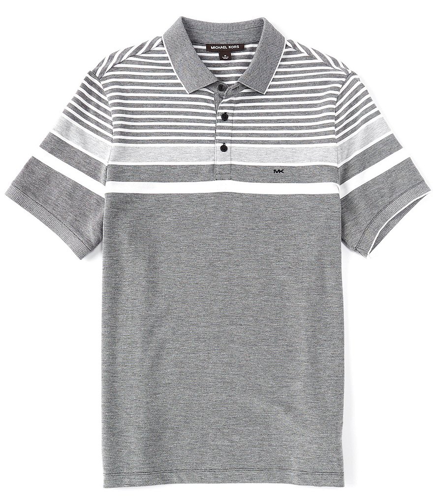 Michael Kors Birdseye Stripe Classic Fit Short-Sleeve Polo Shirt