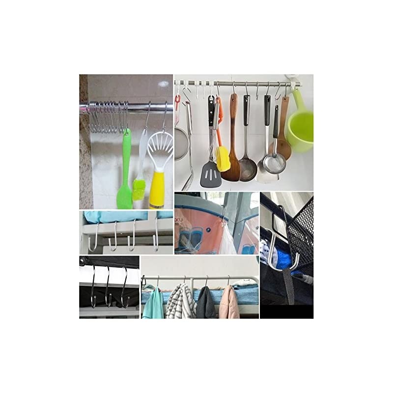 60PCS Scarf Apparel Punch Cup Bowl Kitchen S Shaped Silver Tone Hanging Hooks