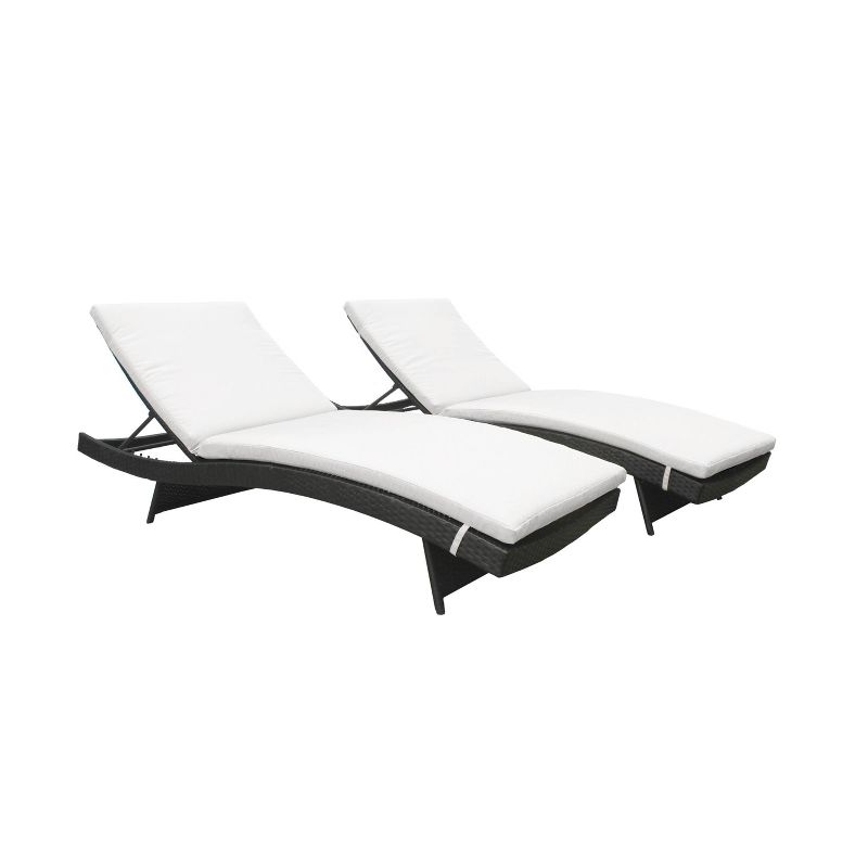 Bali 2pk Patio Chaise Lounges with Cushions - White - TK Classics