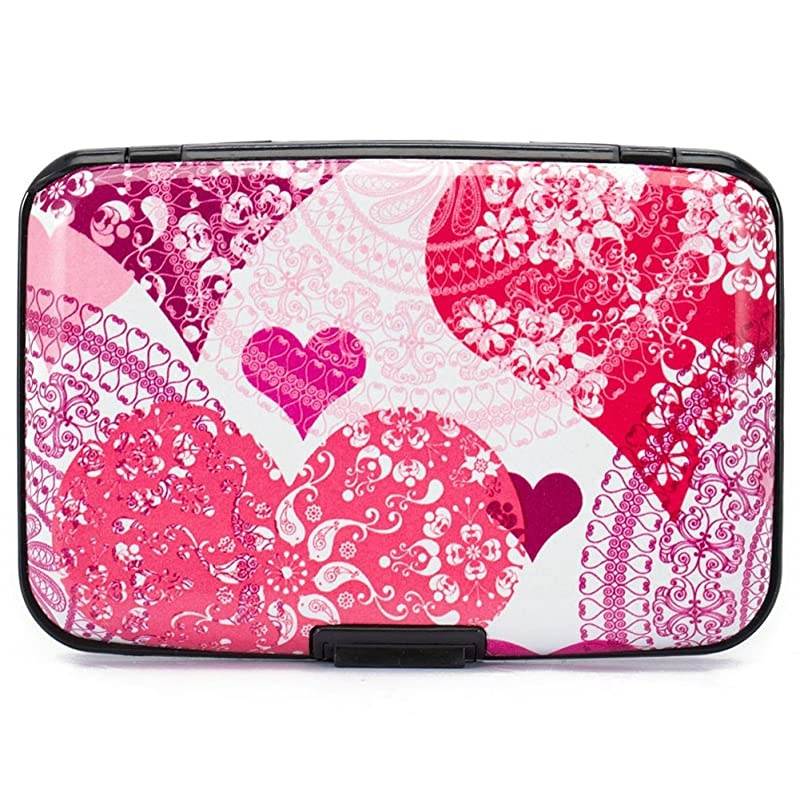 Mini RFID Aluminum Wallet Credit Cards Holder Business Card Case Metal ID Case for Men Women heart