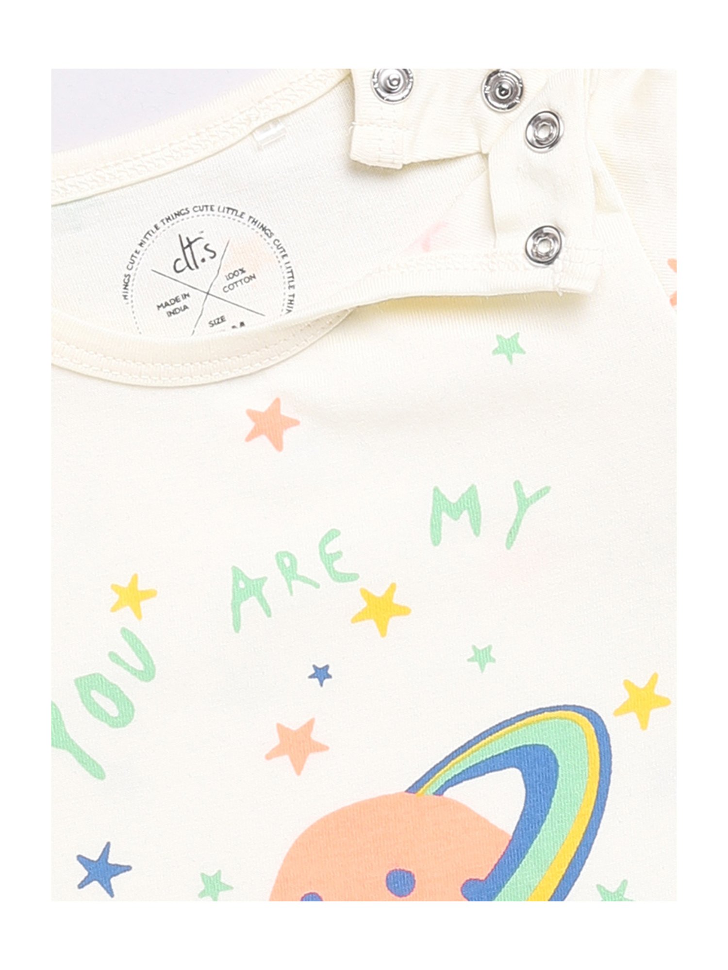 Clt.s Unisex Cream Printed Full Sleeves T-Shirt With Pyjamas