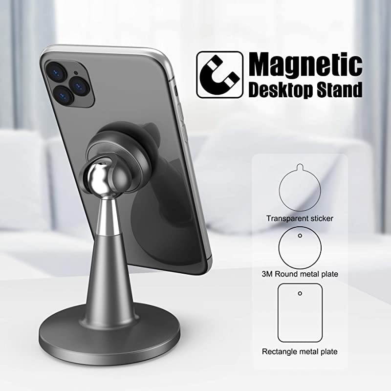 Magnet Phone Holder Desk  Desktop Magnetic Cell Phone Holder Compatible with iPhone SE 11Pro XR 8 X 7 6 6s PlusAndroid Smartphone Stand for Office Desk Gray