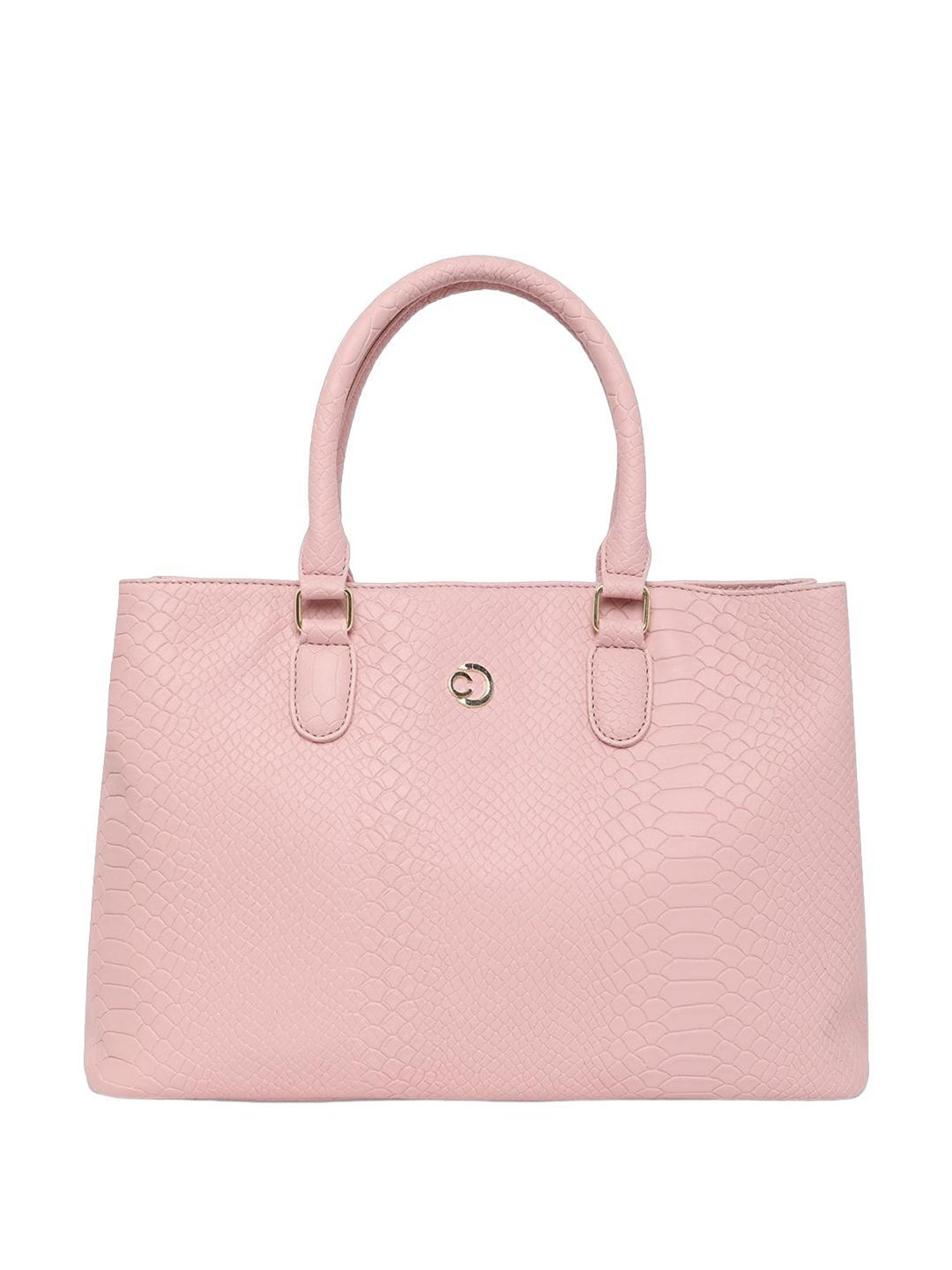 Caprese Vilano Light Pink Faux Leather Textured Handbag