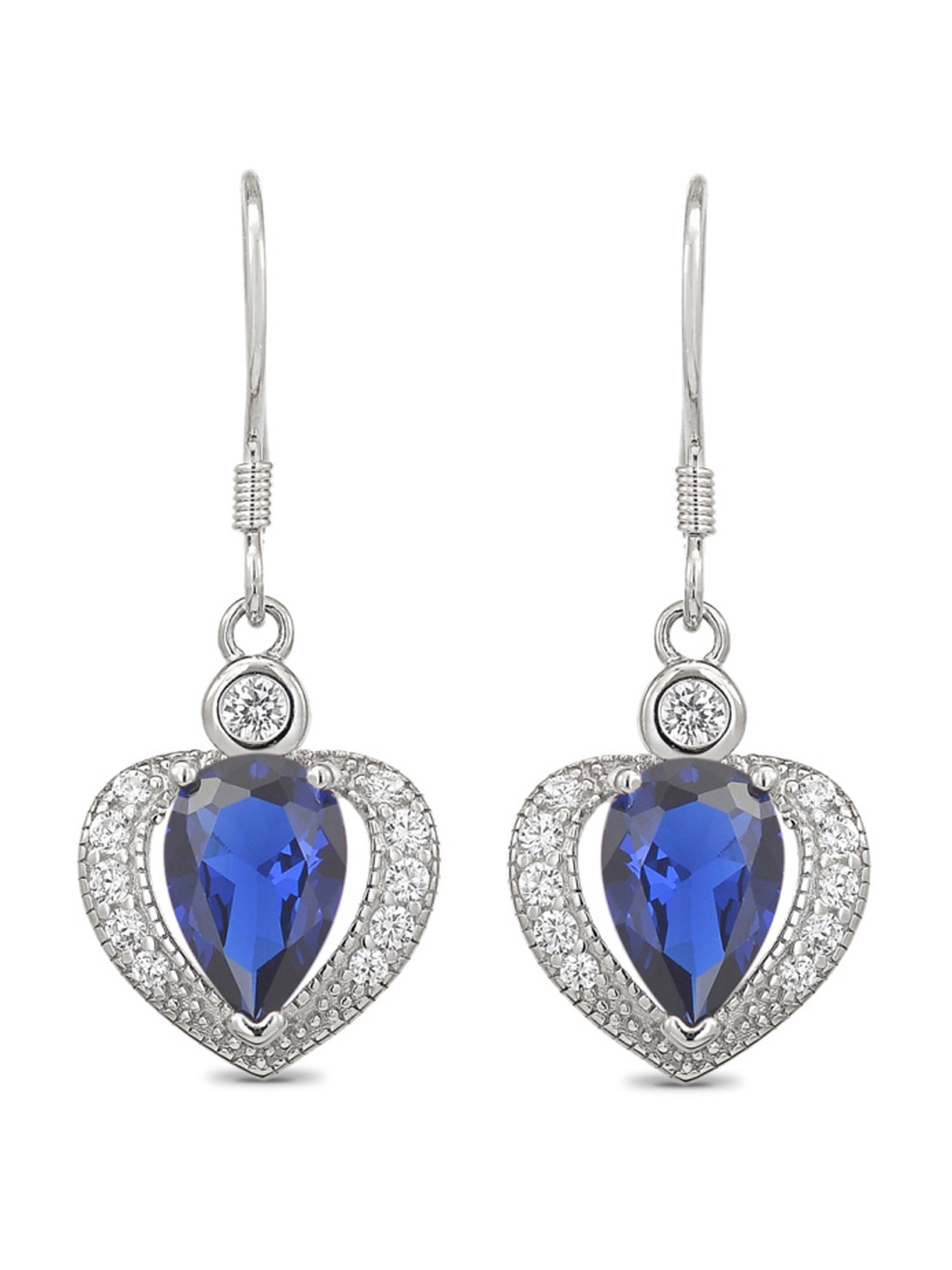 Ornate Jewels 925 Sterling Silver Blue Saphire Drop Earrings for Women