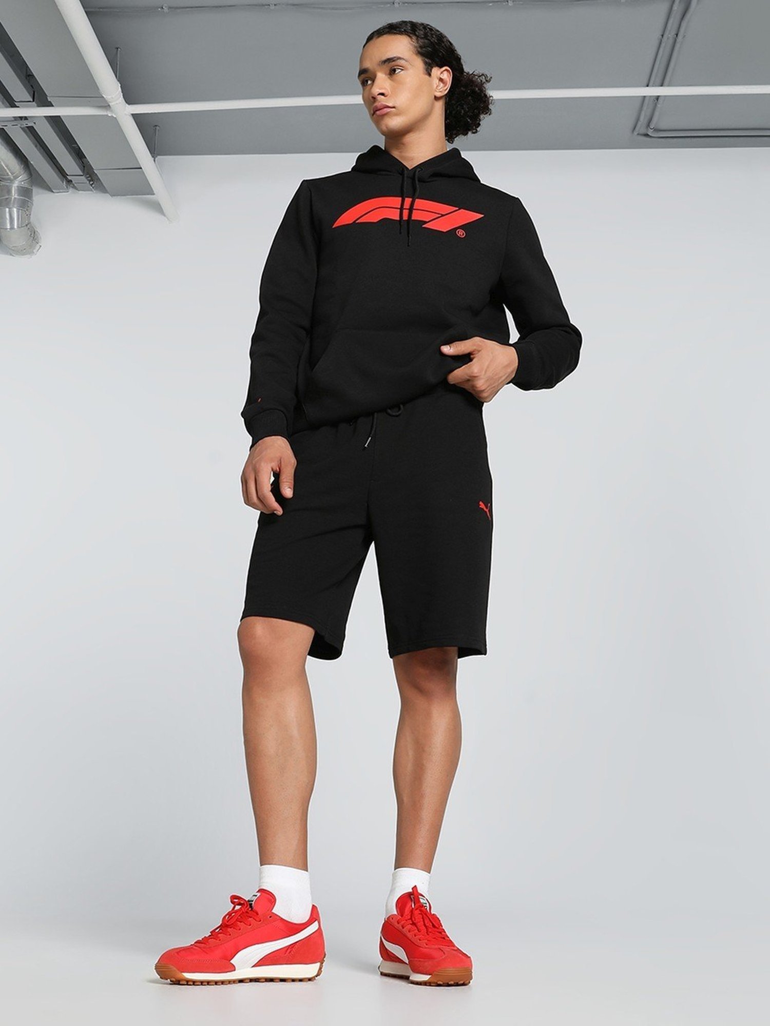 Puma Essentials Black Cotton Regular Fit Sports Shorts
