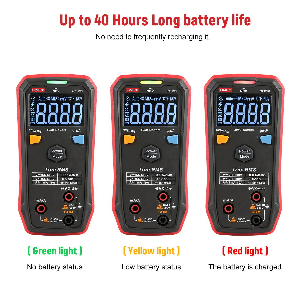 UNI-T Palm-sized Digital Multimeter AC/DC True-RMS Multimeter 4mF(4000uF) Large Capacitance Meter Auto-ranging Multi Tester with Resistance Capacitance Diode Continuity NCV Live Wire Tests