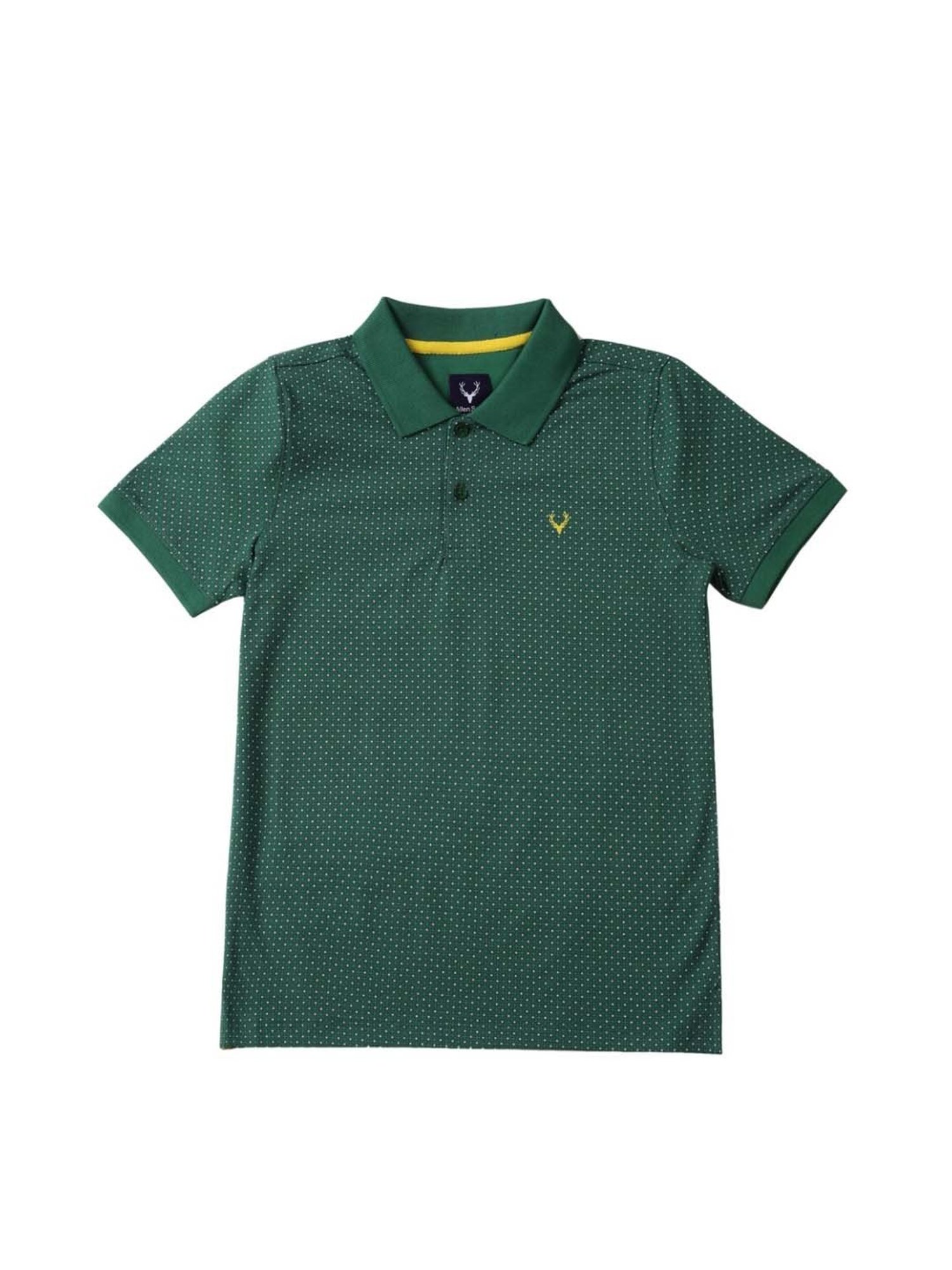 Allen Solly Junior Boys Green Cotton Printed Polo T-Shirt