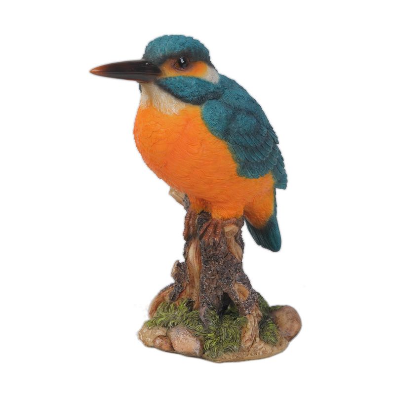 7.5" Polyresin Kingfisher on Stump Statue Blue - Hi-Line Gift