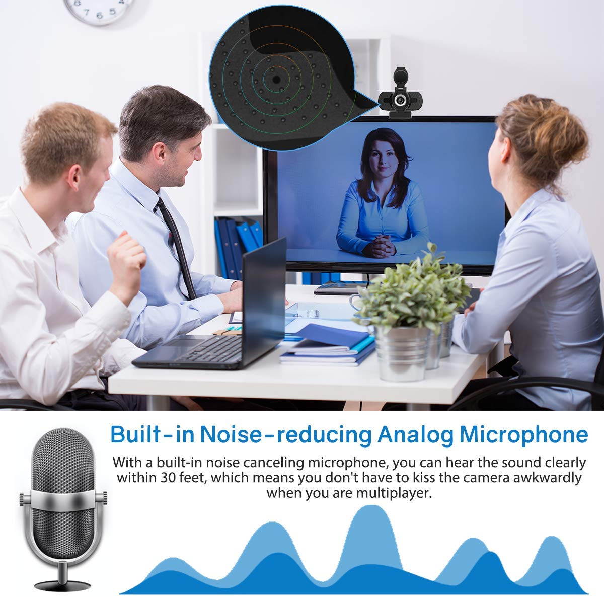 New Webcam, 1080P Full HD Webcam with Webcam Cover,Computer Laptop Camera for Conference and Video Call, Pro Stream Webcam with Plug and Play Video Calling,Built-in Mic