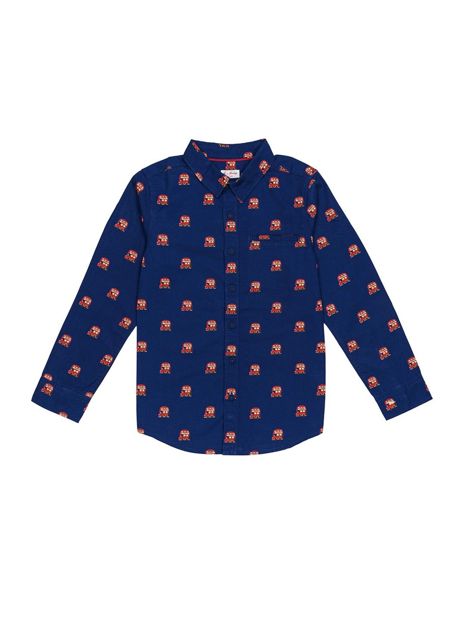 H by Hamleys Boys Navy Printed Full Sleeves Shirt