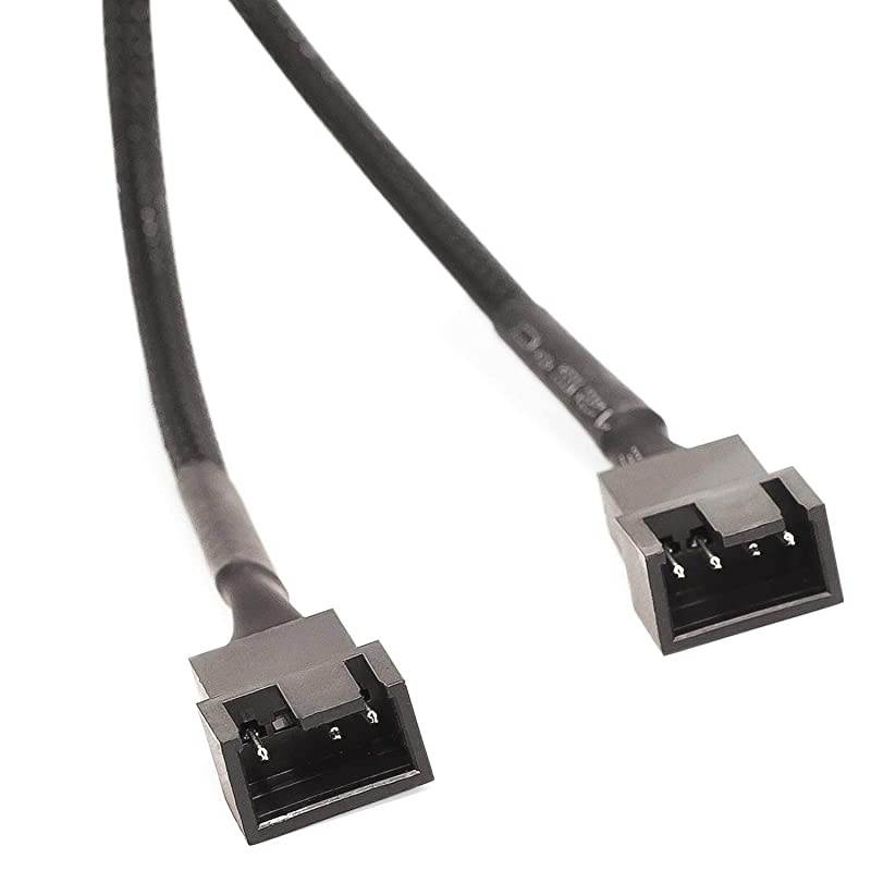 PWM Fan Splitter Cable 4 Pin Black Sleeved Case Fan Splitter Cable 1 to 2 Converter Braided Y Splitter Computer PC Fan Extension Power Cable 10.5 Inches (2 Pack)